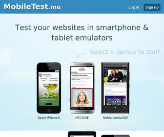 Mobiletest.me(Test your mobile sites and responsive web designs) Screenshot