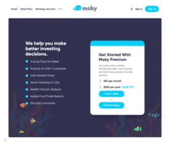 Moby.co(Join over 5 million people making better investments. For investors of every level. Our research) Screenshot