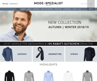 Mode-Spezialist.de(Für den stilvollen und qualitätsbewussten Mann) Screenshot