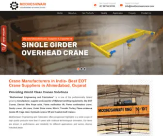 Modheshwaricrane.com(Crane Manufacturers in India) Screenshot