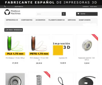 Moebyus.com(Moebyus, Impresoras 3D, kits, filamento, componentes, piezas impresas) Screenshot