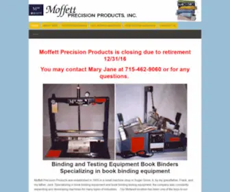 Moffettprecision.com(Book binding testing equipment) Screenshot