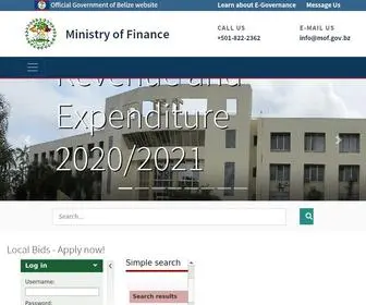 Mof.gov.bz(Ministry of Finance) Screenshot