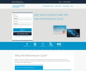 Momentumcard.com(The Momentum Reloadable Prepaid Card) Screenshot