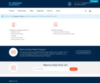 Momentumlearning.org(Math Tutoring in Sugar Land TX) Screenshot
