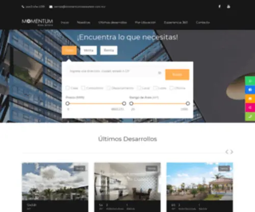 Momentumrealestate.com.mx(By Grupo Momentum) Screenshot