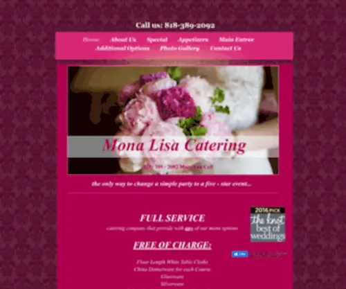 Monalisacatering.com(FREE OF CHARGE WITH ANY MENU) Screenshot