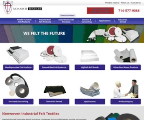 Monarchtextiles.com(Leading Nonwoven Textiles Manufacturer & Converter) Screenshot
