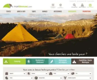 Monbivouac.com(Tentes de randonnée légères et de camping) Screenshot