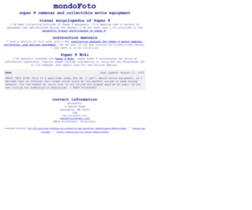 Mondofoto.com(Super 8 cameras and collectible movie equipment for sale) Screenshot