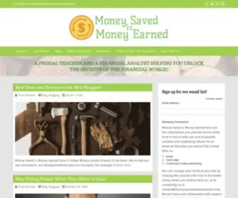 Moneysavedmoneyearned.com(Money Saved Is Money Earned) Screenshot