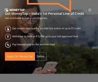 Moneytap.com(Get line of credit up to) Screenshot