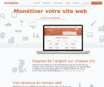 Moneytize.fr(Monétisez votre site web) Screenshot