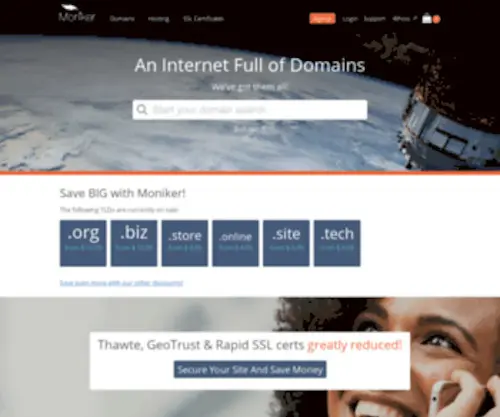 Moniker.com(We offer a wide menu of enhanced domain name solutions) Screenshot