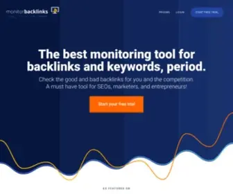 Monitorbacklinks.com(Get notified (via e) Screenshot