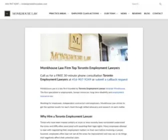 Monkhouselaw.com(Toronto Employment Lawyer) Screenshot