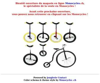 Monocycles.ch(Bientôt ouverture du magasin en ligne) Screenshot