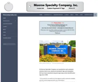 Monroespecialty.com(Custom Engraved Tags) Screenshot