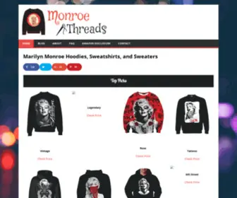 Monroethreads.com(The Marilyn Monroe Hoodie and Sweatshirt Collection) Screenshot