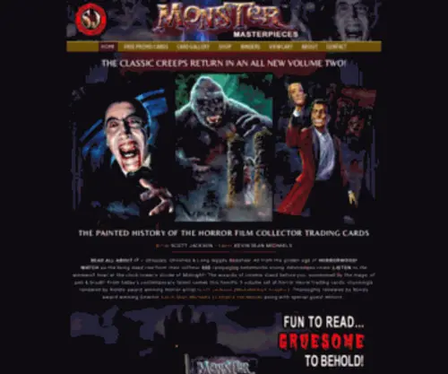 Monstermasterpieces.com(Horror movie trading cards) Screenshot