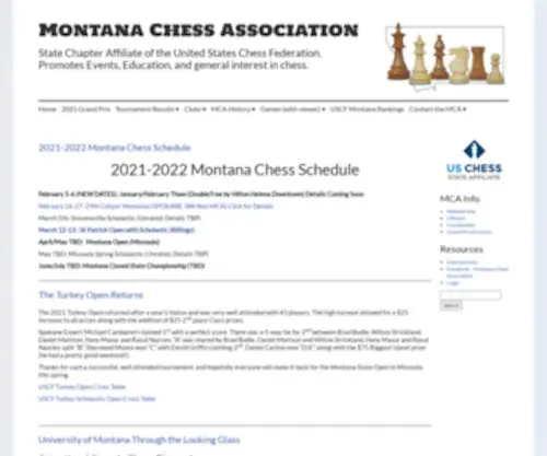 Montanachess.org(State Chapter Affiliate of the United States Chess Federation) Screenshot