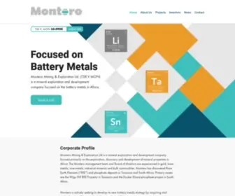 Monteromining.com(Montero Mining & Exploration Ltd) Screenshot