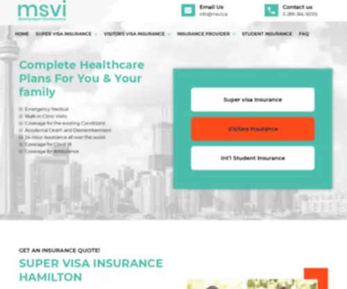 Monthlysupervisainsurance.ca(Super Visa Insurance Hamilton) Screenshot