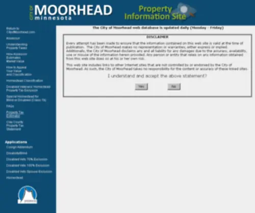 Moorheadproperty.org(City of Moorhead Property Information) Screenshot