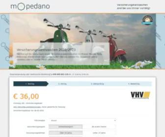 Mopedano.de(Moped/Mofa/Roller-Kennzeichen online bestellen, Versicherungskennzeichen für unter 23 sowie über 23) Screenshot