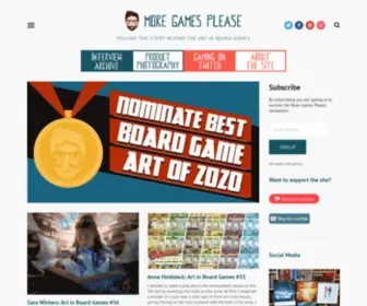 Moregamesplease.com(Telling the Story behind the art in board games) Screenshot