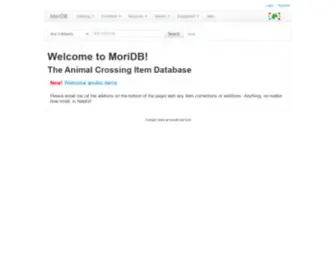 Moridb.com(Animal Crossing New Leaf Item Database) Screenshot