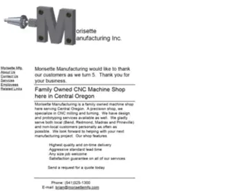 Morisettemfg.com(Bend, Redmond, Madras, Prineville Oregon CNC Machining) Screenshot