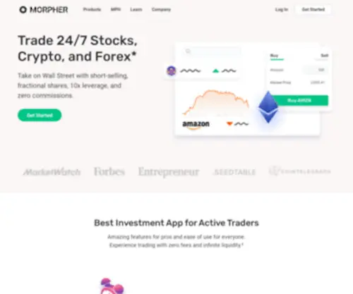 Morpher.com(Trade 24/7 with Zero Fees and Infinite Liquidity) Screenshot