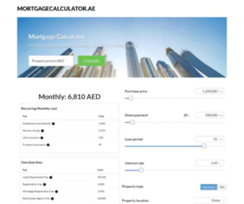Mortgagecalculator.ae(Mortgage Calculator Dubai & UAE) Screenshot