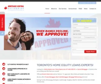 Mortgagecentralcanada.ca(Toronto's Top Home Equity Loans Lender) Screenshot