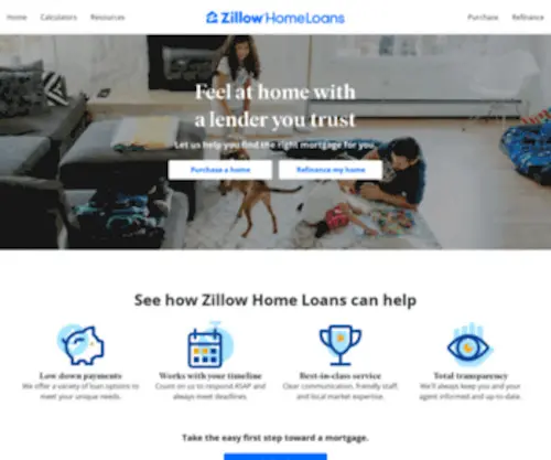 Mortgagelendersofamerica.com(Zillow Home Loans) Screenshot