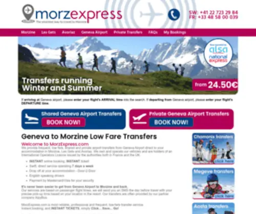 Morzexpress.com(Geneva Airport Morzine Low Fare Transfers) Screenshot