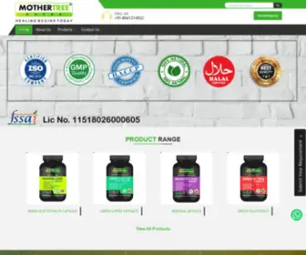 Mothertreenutra.com(Manufacturer exporter Supplier of Natural Herbal Extracts in India) Screenshot