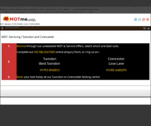 Motme.com(Servicing and Maintenance for Swindon and Cirencester) Screenshot