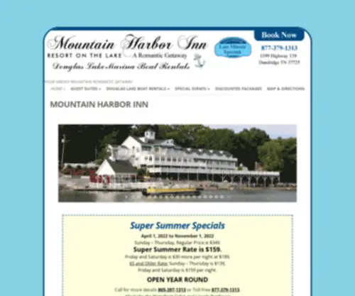 Mountainharborinn.com(Mountain harbor Inn your Romantic Getaway in the Smoky Mountains on Douglas Lake in Dandridge) Screenshot