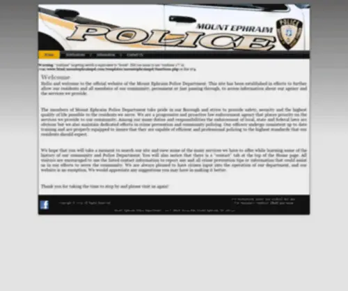 Mountephraimpd.com(Mount Ephraim Police Department) Screenshot