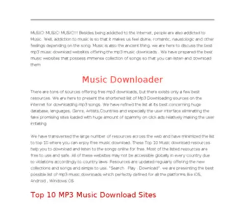 MP3Music-Downloads.com(MP3Music Downloads) Screenshot