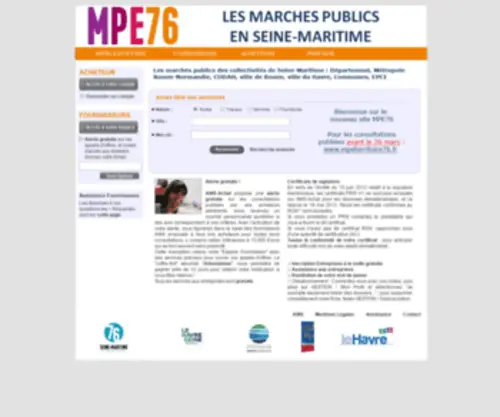 Mpe76.fr(Les marchés publics des collectivités de Seine) Screenshot