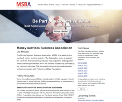 Msbassociation.org(Non-Banking Payment Trade Organization) Screenshot