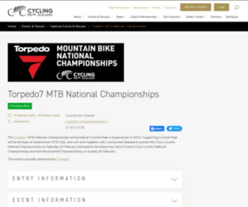 MTbnationals.nz(Torpedo7 MTB National Championships) Screenshot