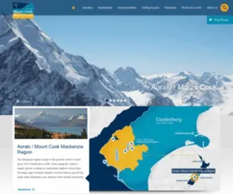 Mtcooknz.com(Aoraki / Mount Cook Mackenzie) Screenshot