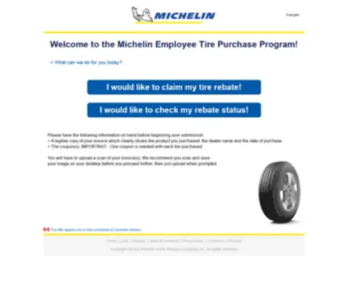 Mugetppprogram.ca(Michelin Rebates) Screenshot