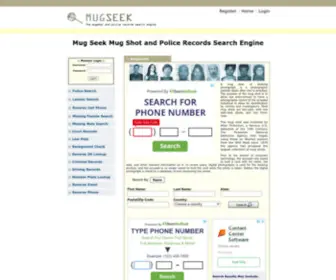 Mugseek.com(Mug Seek Mug Shot and Police Records Search Engine) Screenshot