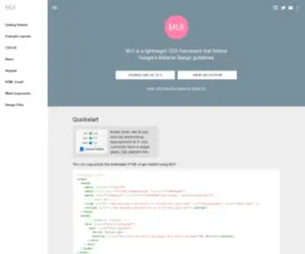 Muicss.com(MUI is a lightweight CSS framework) Screenshot