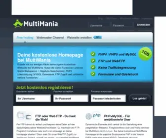 Multimania.de(Kostenlose Homepage erstellen mit PHP) Screenshot